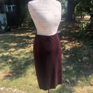 Vince Camuto Red Leopard Velvet Skirt Medium M